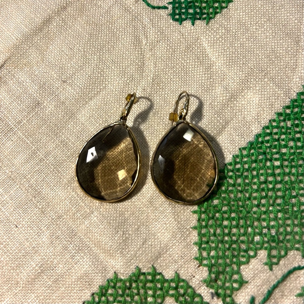Elegant Gold and Brown Teardrop Earrings